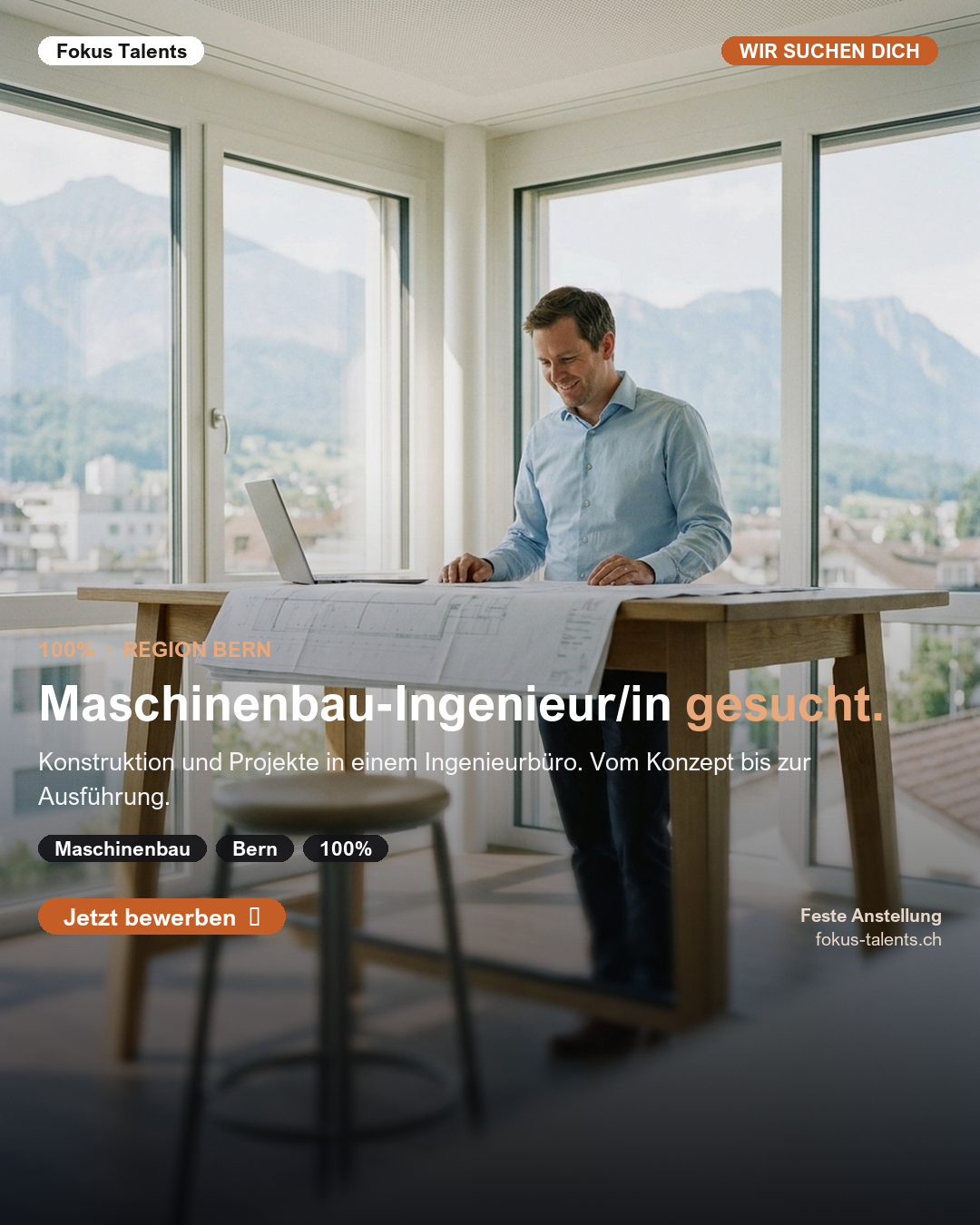 Beispiel-Anzeige: Maschinenbau-Ingenieur/in Region Bern