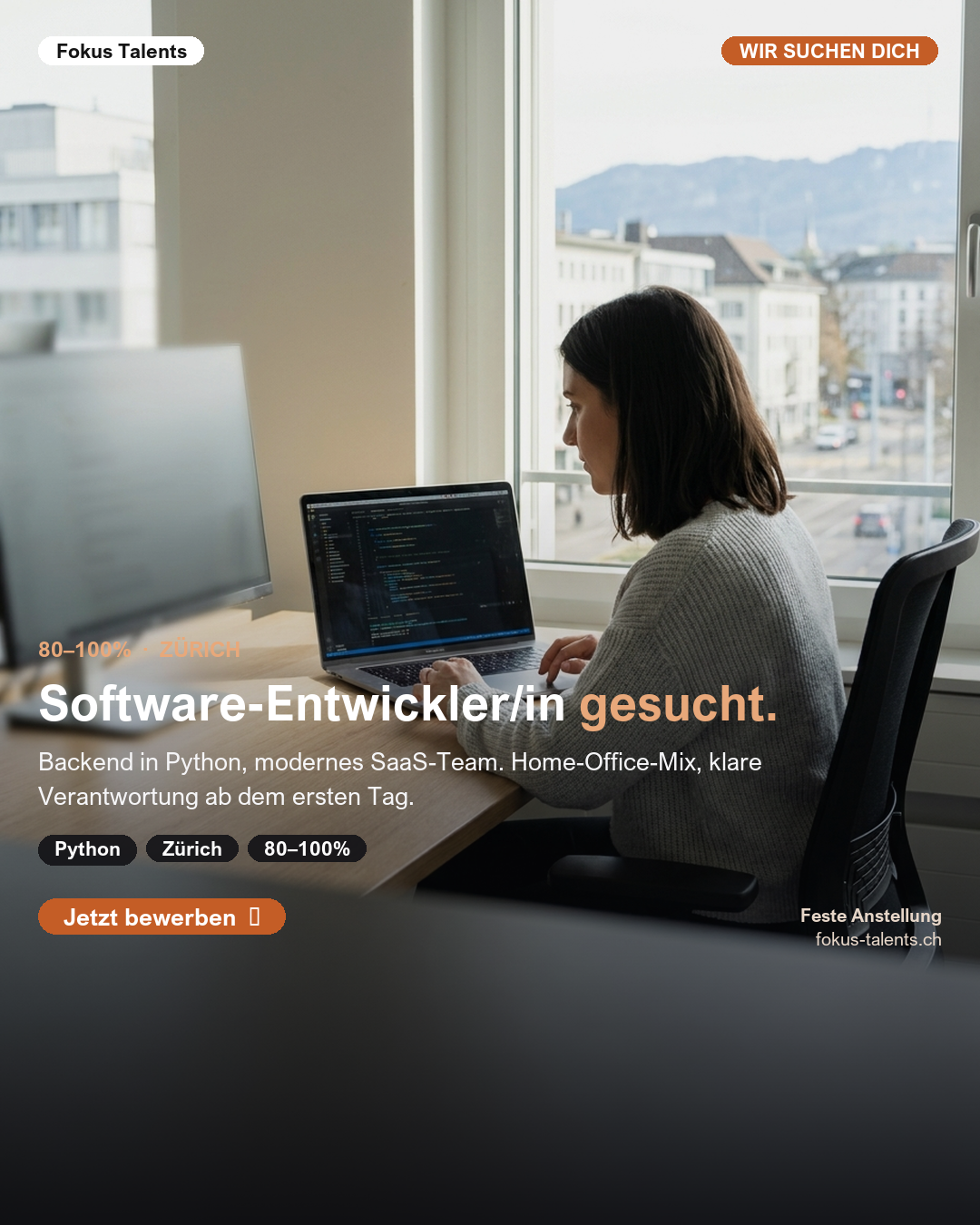 Beispiel-Anzeige: Software-Entwickler/in in Zürich